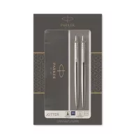   Golyóstoll és nyomósirón szett, díszdoboz, rozsdamentes acél tolltest, PARKER "Royal Jotter", kék