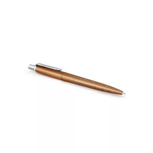 Golyóstoll, 0,7 mm, ezüst színű klip, mintás tolltest, PARKER, "Royal Jotter Róma", kék