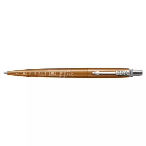 Golyóstoll, 0,7 mm, ezüst színű klip, mintás tolltest, PARKER, "Royal Jotter Róma", kék