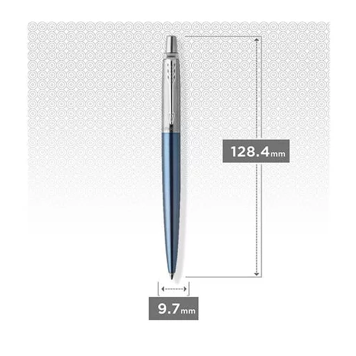 Golyóstoll, 0,7 mm, ezüst színű klip, Waterloo kék tolltest, PARKER "Royal Jotter", kék