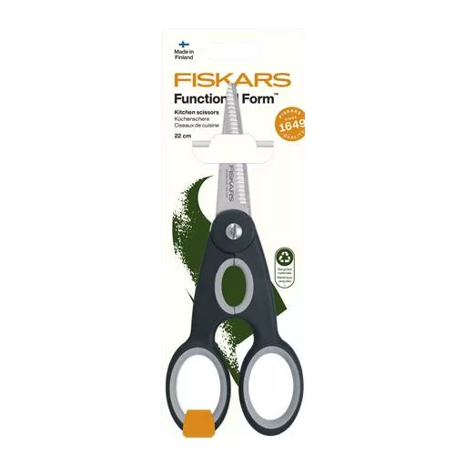 Olló, konyhai, 22 cm FISKARS "Functional ReNew", fekete