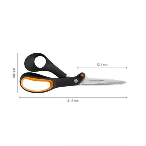 Olló, barkács, 21 cm, FISKARS "Amplify", fekete