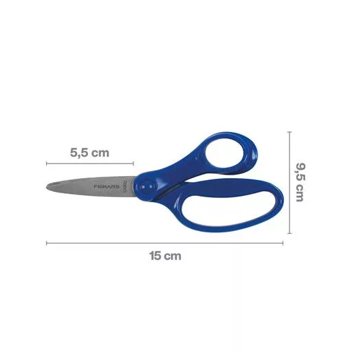Olló, iskolai, 15 cm, FISKARS, kék