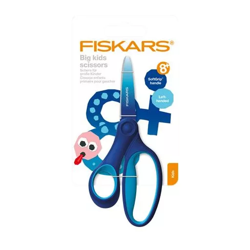 Olló, iskolai, 15 cm, balkezes, FISKARS, ombré kék