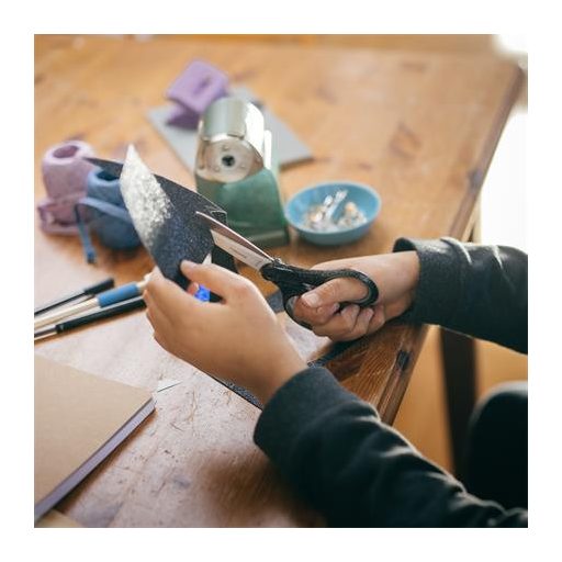 Olló, iskolai, 18 cm, FISKARS, csillámos fekete