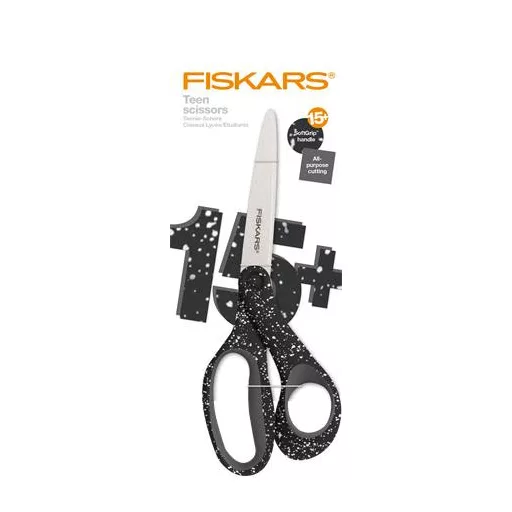 Olló, ifjúsági, 20 cm, FISKARS, foltos fekete