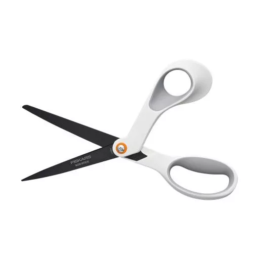 Olló, általános, tapadásmentes, 21 cm, FISKARS "Titanium", fehér