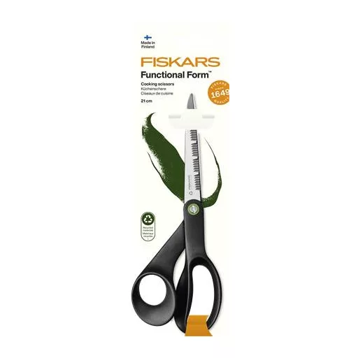 Olló, konyhai, 21 cm FISKARS "Functional ReNew", fekete