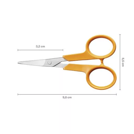 Varróolló, 10 cm, hajlított, FISKARS "Classic", narancssárga