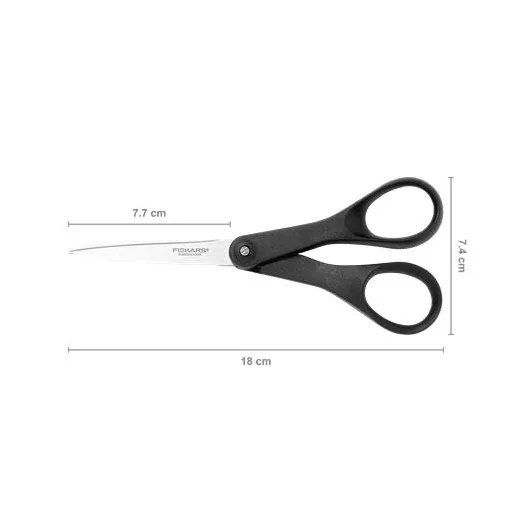 Olló, papírvágó, 18 cm, FISKARS "Essential", fekete
