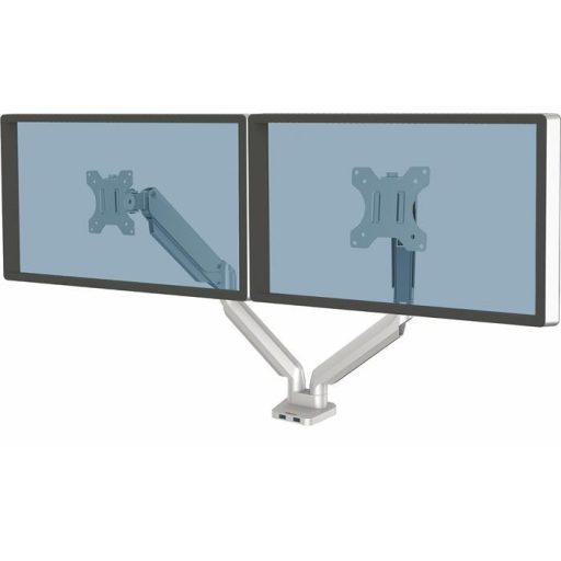 Monitortartó kar, két monitorhoz, FELLOWES "Platinum Series™ Dual", ezüst