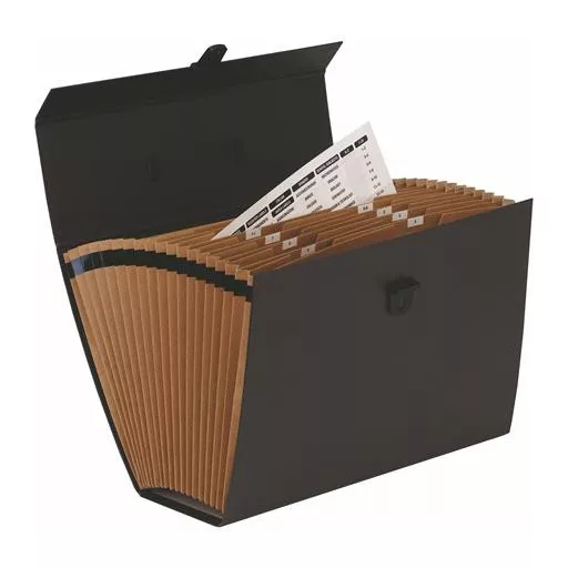 Harmonikatáska, karton, 19 rekeszes, FELLOWES "Bankers Box Handifile", fekete