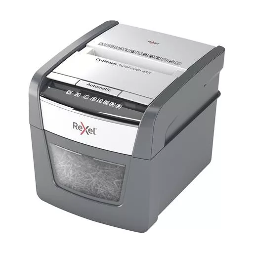 Iratmegsemmisítő, konfetti, 45 lap, REXEL "Optimum AutoFeed 45X"