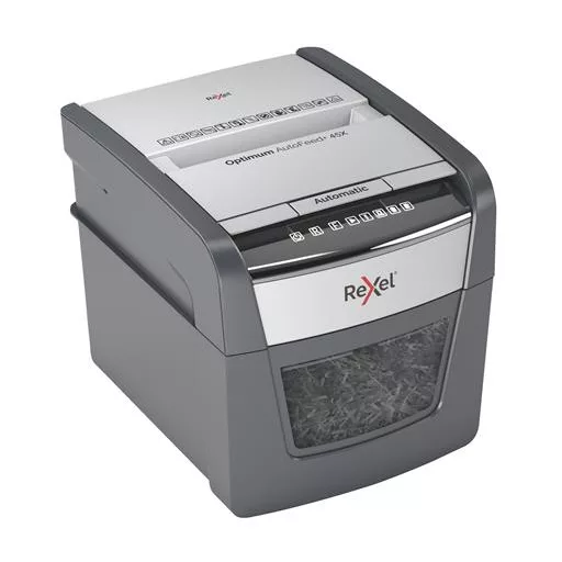 Iratmegsemmisítő, konfetti, 45 lap, REXEL "Optimum AutoFeed 45X"