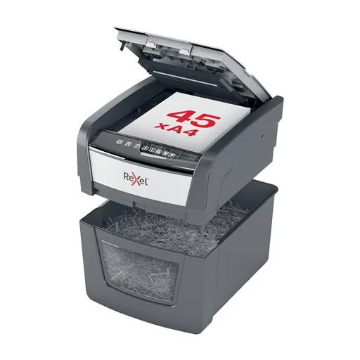Iratmegsemmisítő, konfetti, 45 lap, REXEL "Optimum AutoFeed 45X"