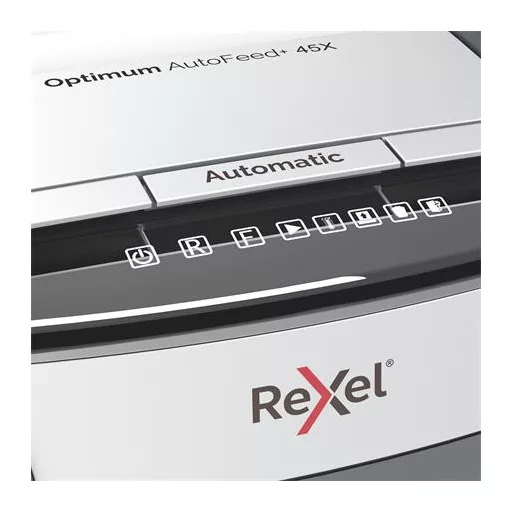Iratmegsemmisítő, konfetti, 45 lap, REXEL "Optimum AutoFeed 45X"