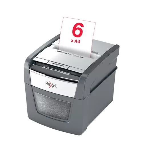 Iratmegsemmisítő, konfetti, 45 lap, REXEL "Optimum AutoFeed 45X"