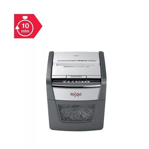 Iratmegsemmisítő, konfetti, 45 lap, REXEL "Optimum AutoFeed 45X"