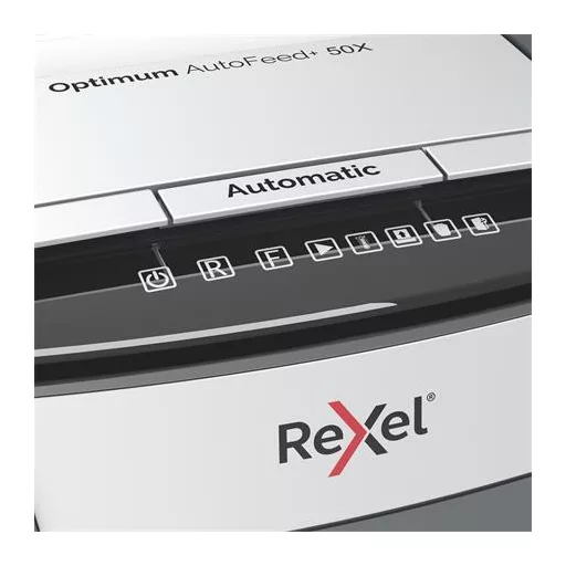 Iratmegsemmisítő, konfetti, 50 lap, REXEL, "Optimum AutoFeed+ 50X"