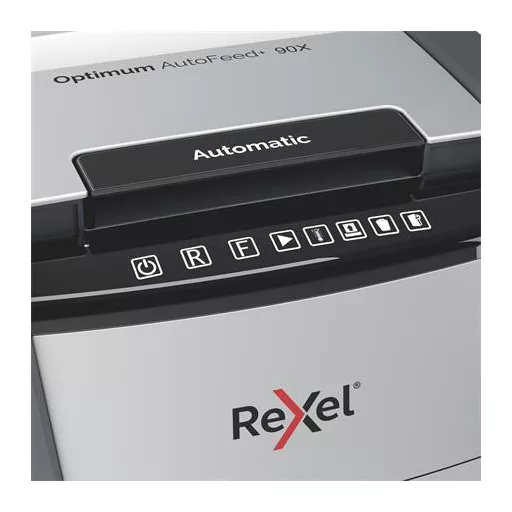 Iratmegsemmisítő, konfetti, 90 lap, REXEL, "Optimum AutoFeed+ 90X"