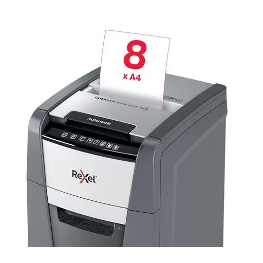 Iratmegsemmisítő, konfetti, 90 lap, REXEL, "Optimum AutoFeed+ 90X"