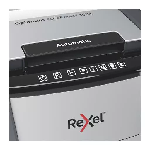 Iratmegsemmisítő, konfetti, 100 lap, REXEL "Optimum AutoFeed+ 100X"
