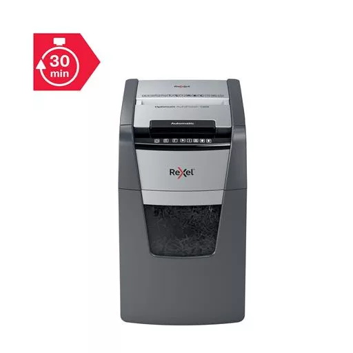 Iratmegsemmisítő, konfetti, 130 lap, REXEL, "Optimum AutoFeed+ 130X"