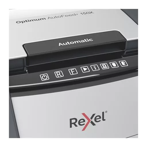 Iratmegsemmisítő, konfetti, 150 lap, REXEL, "Optimum AutoFeed+ 150X"