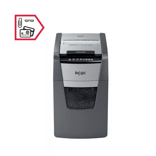 Iratmegsemmisítő, konfetti, 150 lap, REXEL, "Optimum AutoFeed+ 150X"