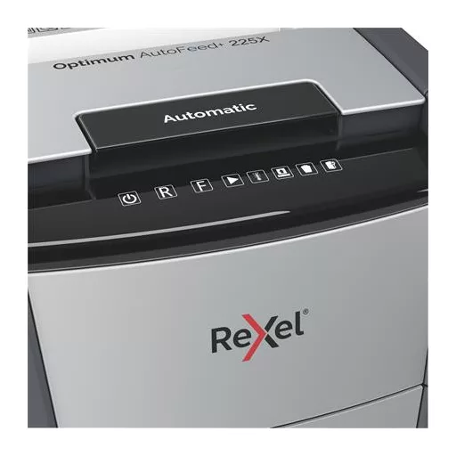 Iratmegsemmisítő, konfetti, 225 lap, REXEL, "Optimum AutoFeed+ 225X"