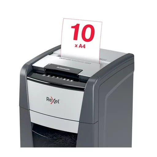 Iratmegsemmisítő, konfetti, 225 lap, REXEL, "Optimum AutoFeed+ 225X"