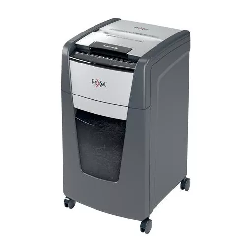 Iratmegsemmisítő, mikrokonfetti, 300 lap, REXEL, "Optimum AutoFeed+ 300M"