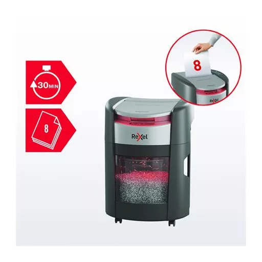 Iratmegsemmisítő, konfetti, 150 lap, REXEL "ShredMax AutoFeed+ 150X P4"