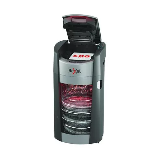 Iratmegsemmisítő, konfetti, 600 lap, REXEL "ShredMax AutoFeed+ 600X P4"
