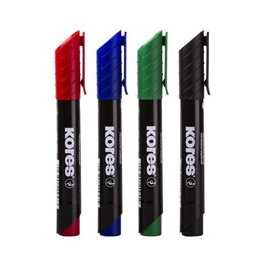 Alkoholos marker, 3-5 mm, kúpos, KORES "K-Marker XP1", 4 különböző szín