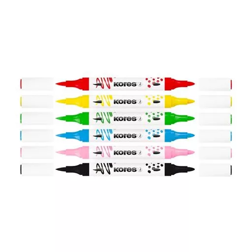 Dekormarker készlet, akril, 1-2 mm, kétvégű, KORES " K-Kreative", 6 különböző szín