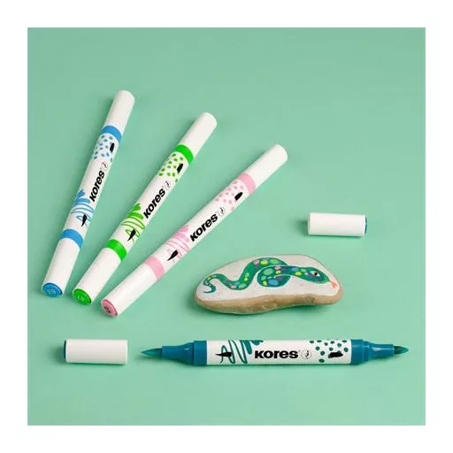 Dekormarker készlet, akril, 1-2 mm, kétvégű, KORES " K-Kreative", 6 különböző szín