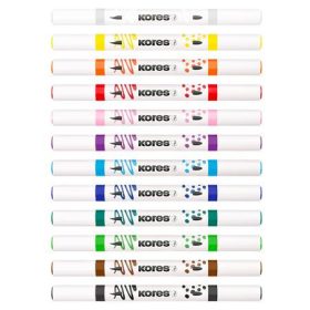   Dekormarker készlet, akril, 1-2 mm, kétvégű, KORES " K-Kreative", 12 különböző szín