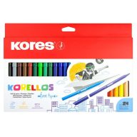   Filctoll készlet, kimosható, KORES "Korellos", 24 különböző szín