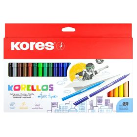   Filctoll készlet, kimosható, KORES "Korellos", 24 különböző szín