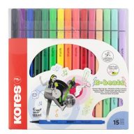   Filctoll készlet, kimosható, KORES "K-beats", 15 különböző szín