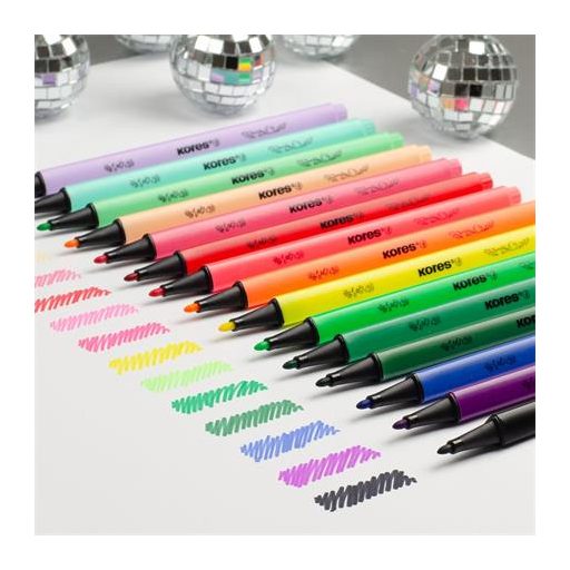 Filctoll készlet, kimosható, KORES "K-beats", 15 különböző szín