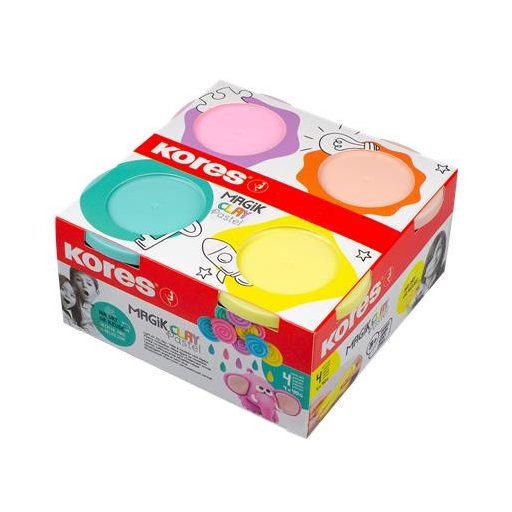 Gyurma,160 g, levegőre száradó, 4 pasztell szín, KORES "Magic Clay"