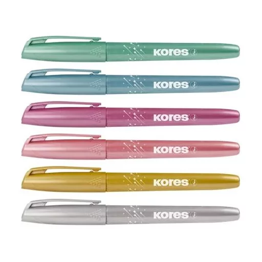 Szövegkiemelő készlet, 3-5 mm, KORES "Glitter", 6 különböző csillámos szín