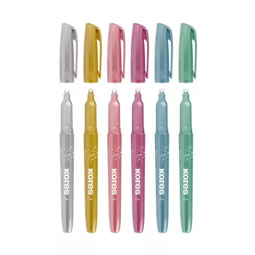 Szövegkiemelő készlet, 3-5 mm, KORES "Glitter", 6 különböző csillámos szín