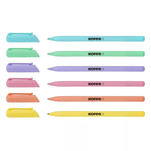 Golyóstoll, 1,0 mm, kupakos, háromszögletű, KORES "KOR-M Pastel", kék