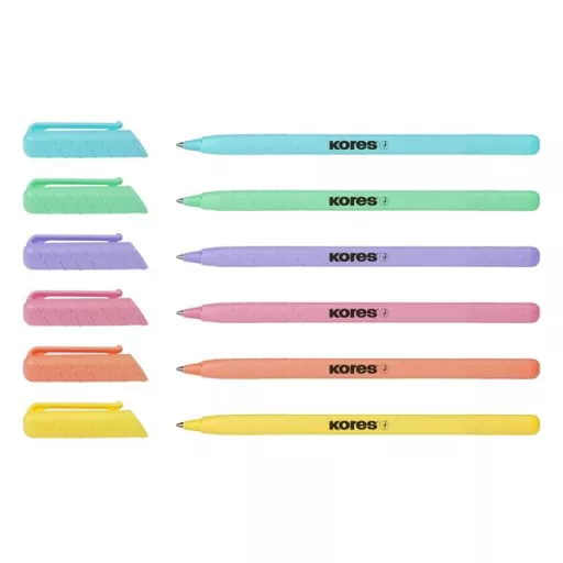Golyóstoll, 1,0 mm, kupakos, háromszögletű, KORES "KOR-M Pastel", kék