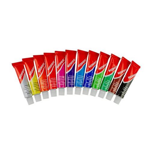 Tempera készlet, 12 ml, KORES, 12 különböző szín