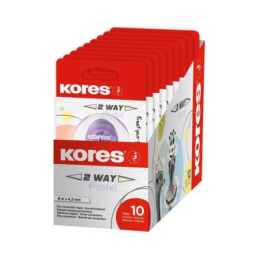 Hibajavító roller, 4,2 mm x 8 m, KORES "2WAY Pastel", vegyes pasztell színekben