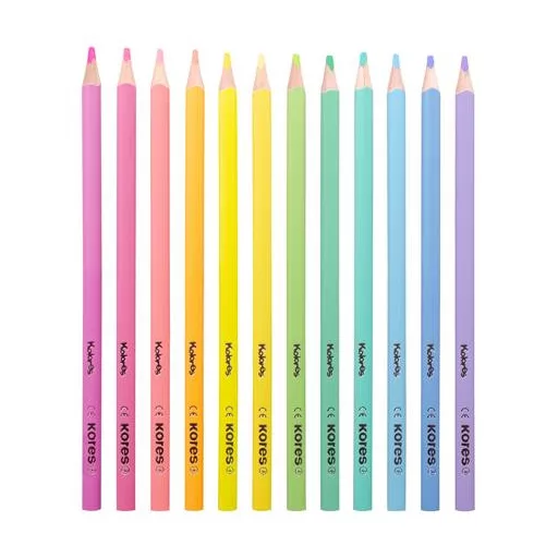 Színes ceruza készlet, háromszögletű, KORES "Kolores Pastel", 12 pasztell szín